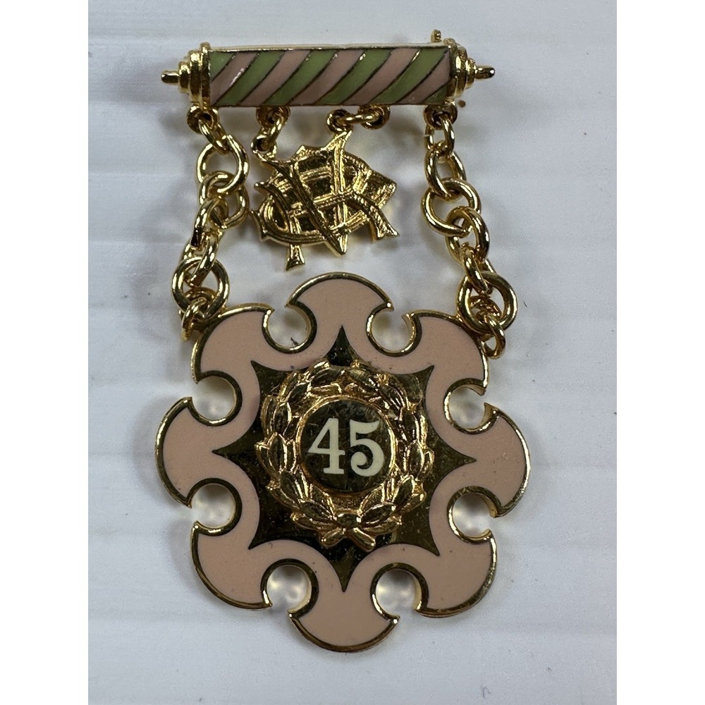 Vintage ODD Fellows IOOF Daughters of Rebekah Enameled 45 Year Medal